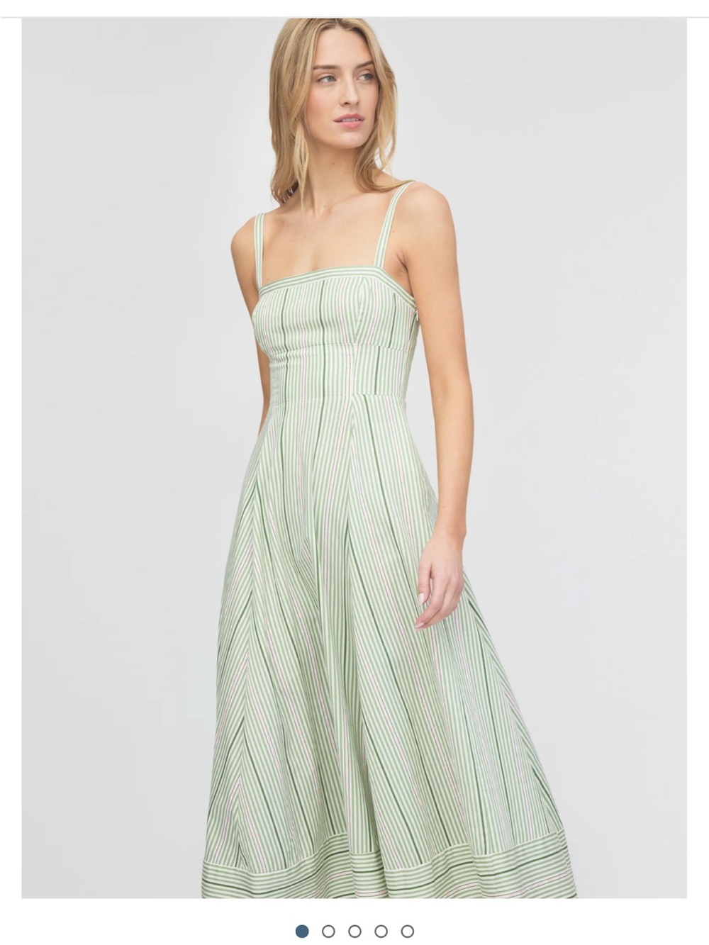Hill House Margot Dress in Green Jacquard Stripe - Picture 5 of 10